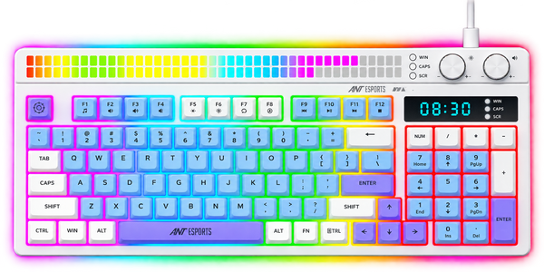 MK1900 RGB Keyboard with Volume Knob & Alarm Clock