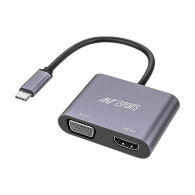 2-in-1 USB-C to HDMI & VGA Adapter - Silver Grey