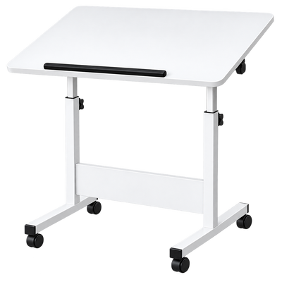 Bravo LT500 Height-Adjustable Standing White Desk with Wheels - 60x40cm