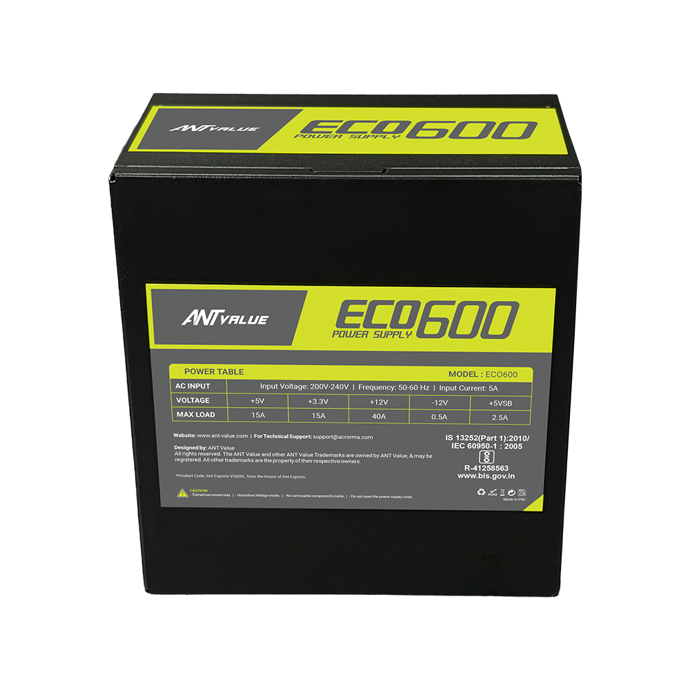 ECO600 Non Modular Gaming Power Supply