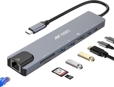 8-in-1 USB-C Hub - Grey