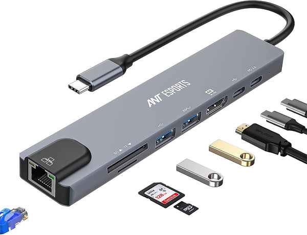 8-in-1 USB-C Hub - Grey