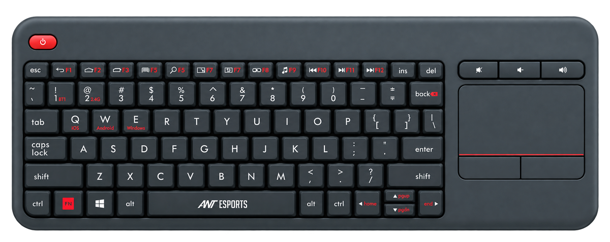 WK100 Wireless Keyboard with Built-In Touchpad - Gray