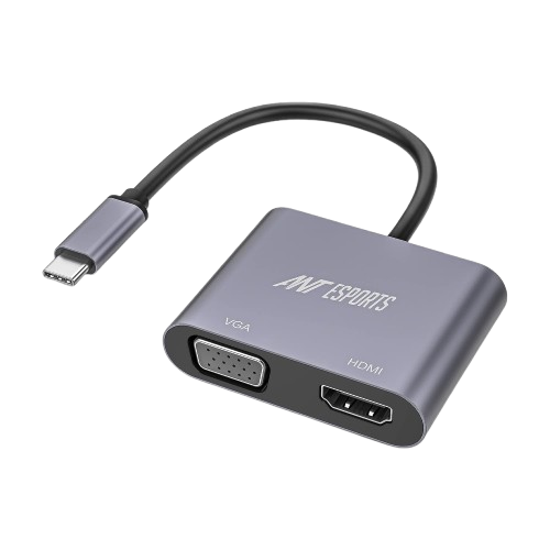2-in-1 USB-C to HDMI & VGA Adapter - Silver Grey