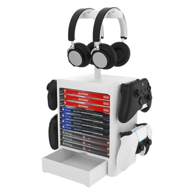 Multifunctional Universal Game Disc Storage Tower - White