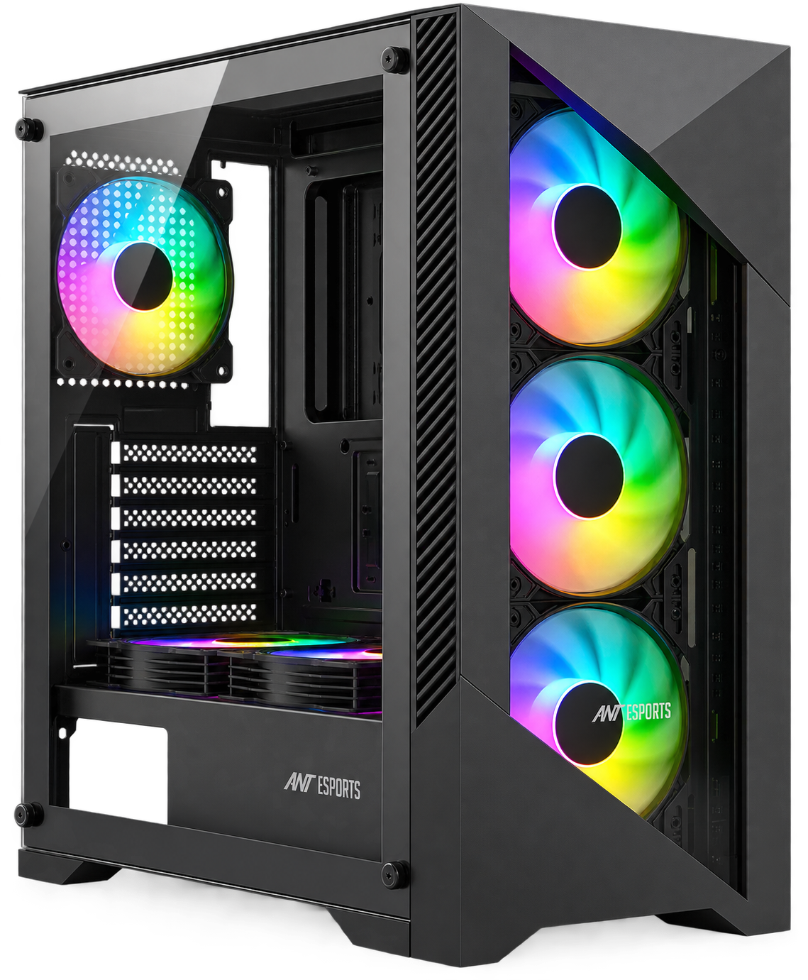 ICE-270G 6F ARGB Gaming Chassis with Glass Front Panel & 6 Fan - Black