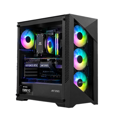 ICE-270G 6F ARGB Gaming Chassis with Glass Front Panel & 6 Fan - Black