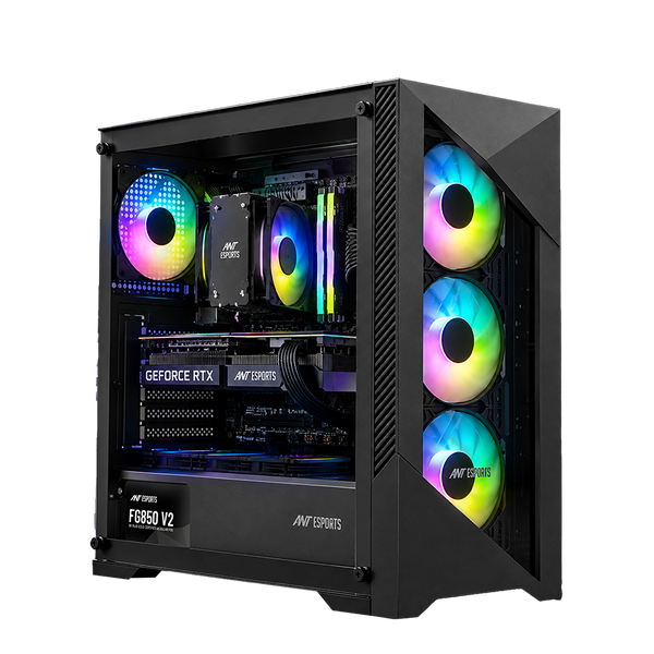 ICE-270G 6F ARGB Gaming Chassis with Glass Front Panel & 6 Fan - Black