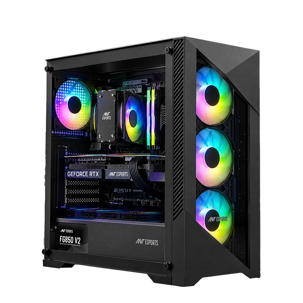 ICE-270G 6F ARGB Gaming Chassis with Glass Front Panel & 6 Fan - Black