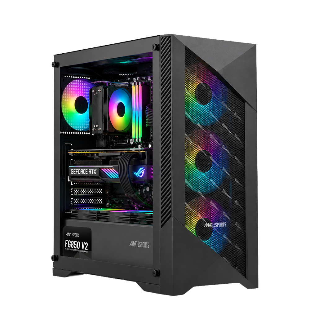 ICE-270M 6F ARGB Gaming Chassis with Mesh Front Panel & 6 Fans - Black