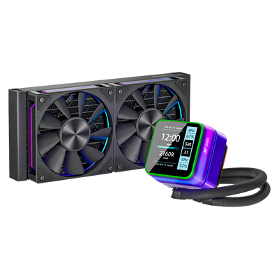 Glacius 240D ARGB Liquid Cooler With LCD Display - Black