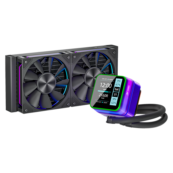Glacius 240D ARGB Liquid Cooler With LCD Display - Black
