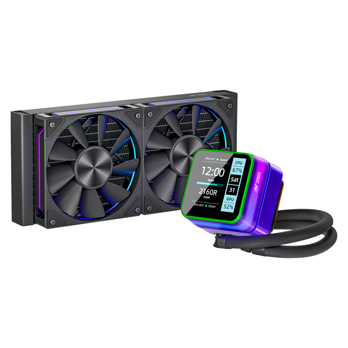 Glacius 240D ARGB Liquid Cooler With LCD Display - Black