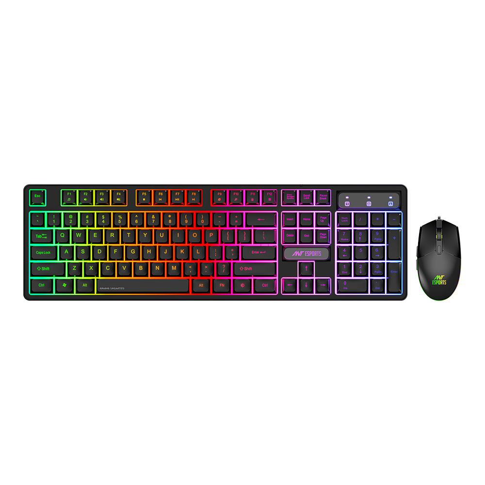 KM1650 RGB Membrane Wired Gaming Keyboard & RGB Mouse Combo -Black
