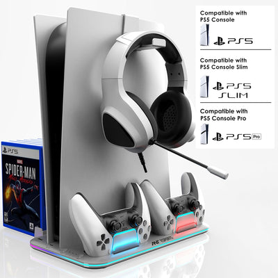 Dock5 PS5 Cooling & Dual Controller Charging Station - White