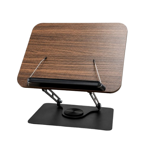 Riser 50 Wooden Book Stand with 360° Rotating Base - Brown
