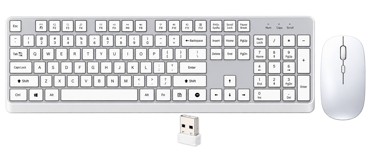 MASTER40 Wireless Keyboard & Mouse Combo - Silver White