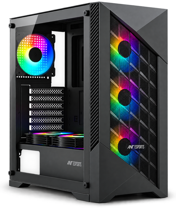 ICE-270M 6F ARGB Gaming Chassis with Mesh Front Panel & 6 Fans - Black