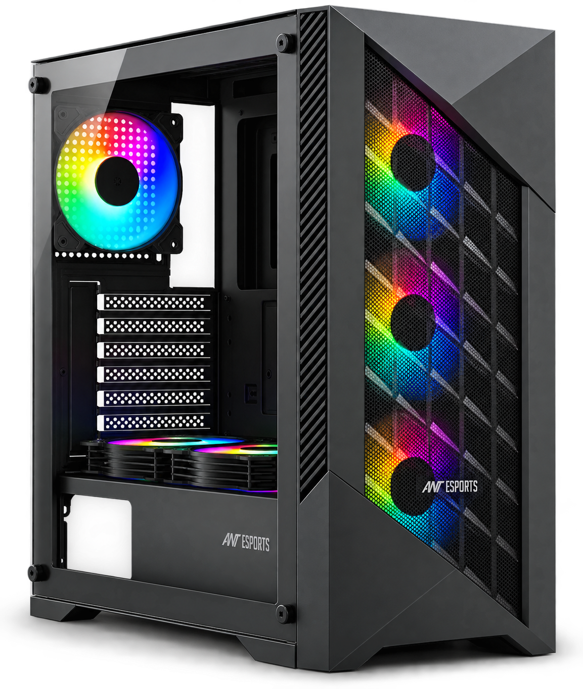 ICE-270M 6F ARGB Gaming Chassis with Mesh Front Panel & 6 Fans - Black