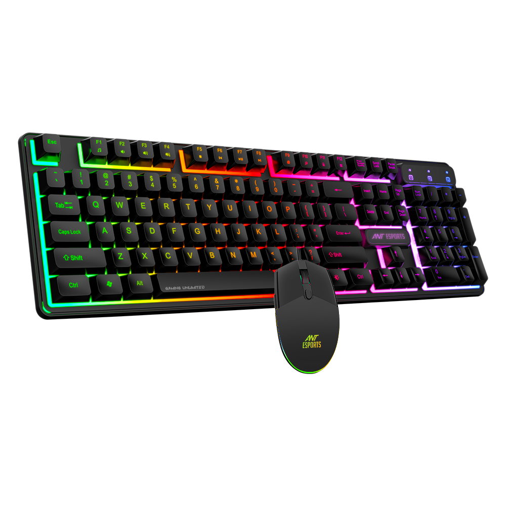 KM1650 RGB Membrane Wired Gaming Keyboard & RGB Mouse Combo -Black