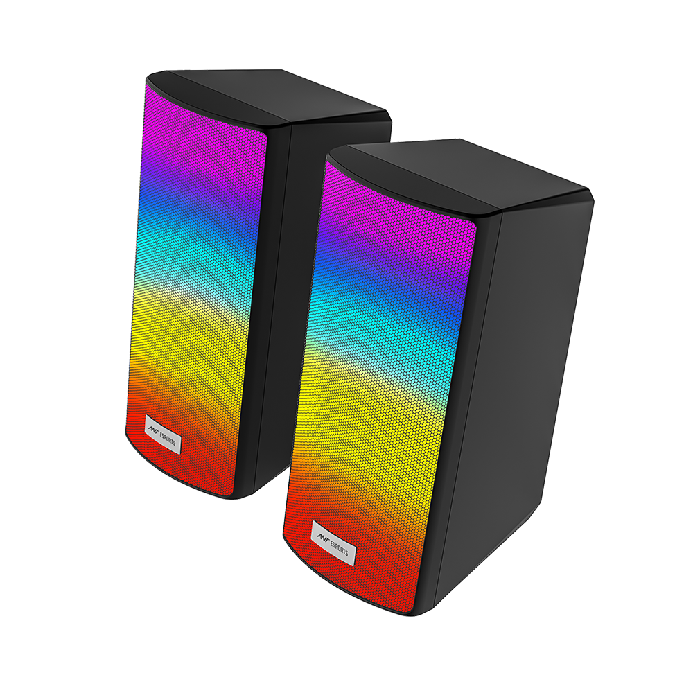 GS510 Multimedia 2.0 Channel USB Powered RGB Gaming Speakers with Control pod - Black