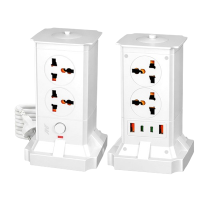 Pulse Tower Extension Board - 4 Sockets, 2 USB & 2 Type-C, LED Night Light