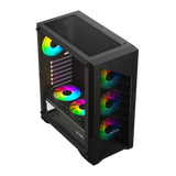 ICE-270M 6F ARGB Gaming Chassis with Mesh Front Panel & 6 Fans - Black