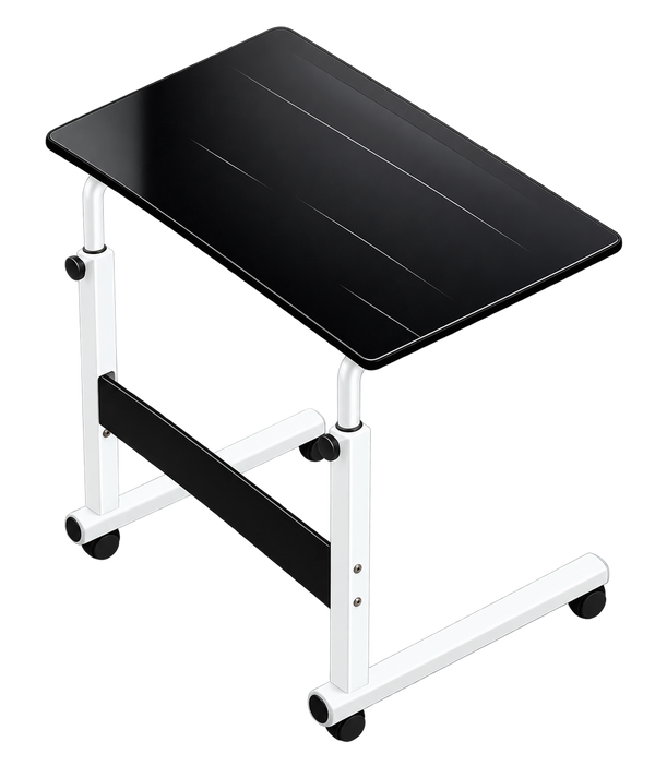 Bravo LT400 Rolling Laptop Table - Black Top, White Frame