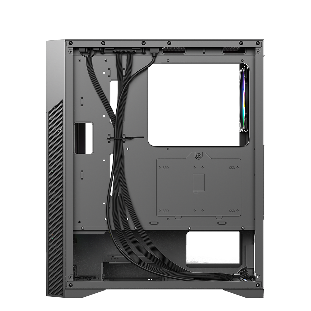 ICE-270M 6F ARGB Gaming Chassis with Mesh Front Panel & 6 Fans - Black