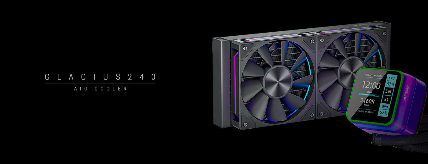 Glacius 240D ARGB Liquid Cooler With LCD Display - Black