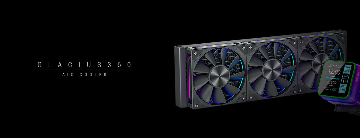 Glacius 360D ARGB Liquid Cooler With LCD Display - Black