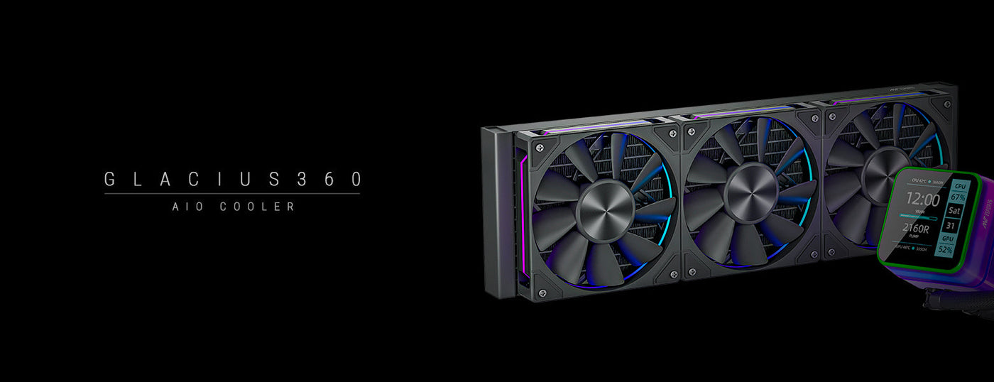 Glacius 360D ARGB Liquid Cooler With LCD Display - Black