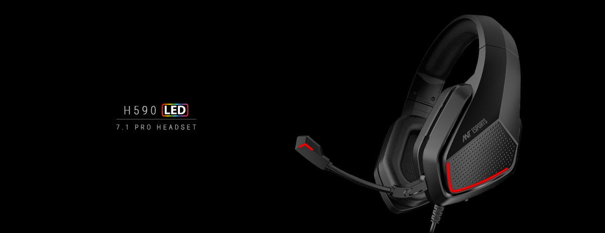 H590 7.1 Surround Sound USB Gaming Headset - Red LED