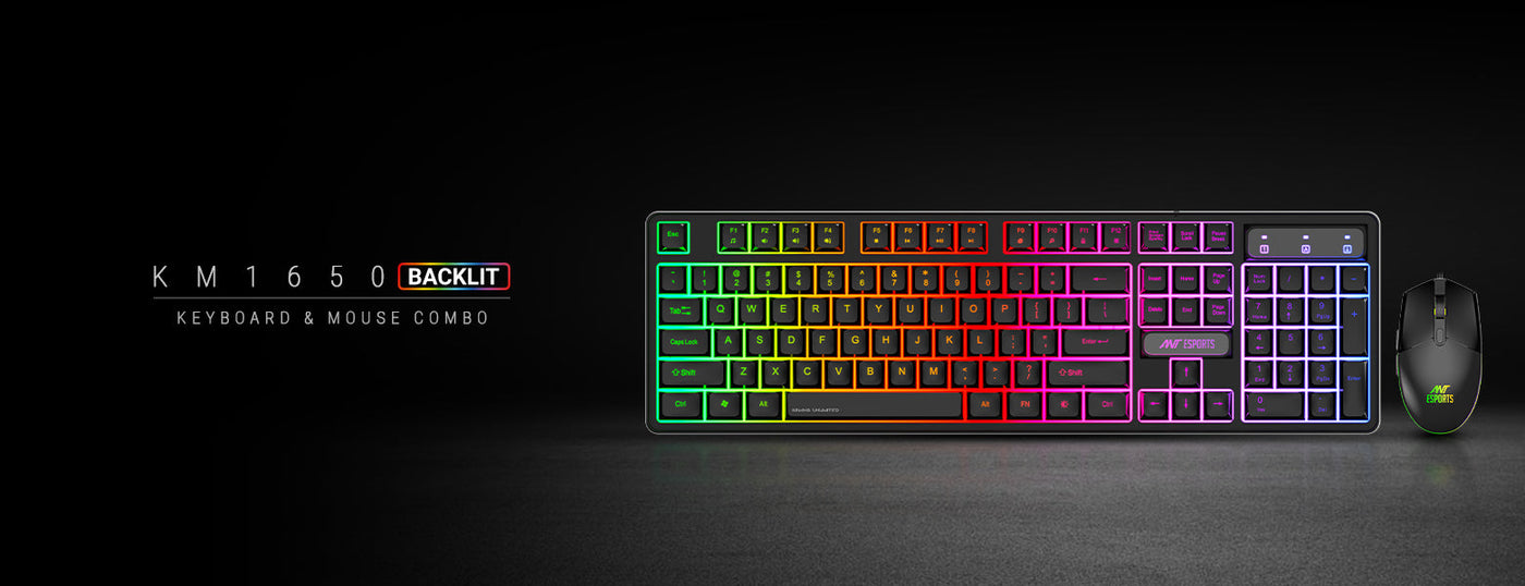 KM1650 RGB Membrane Wired Gaming Keyboard & RGB Mouse Combo -Black