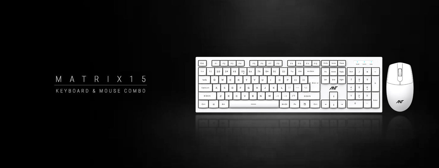 Matrix 15 Wired Combo Keyboard & Mouse - White