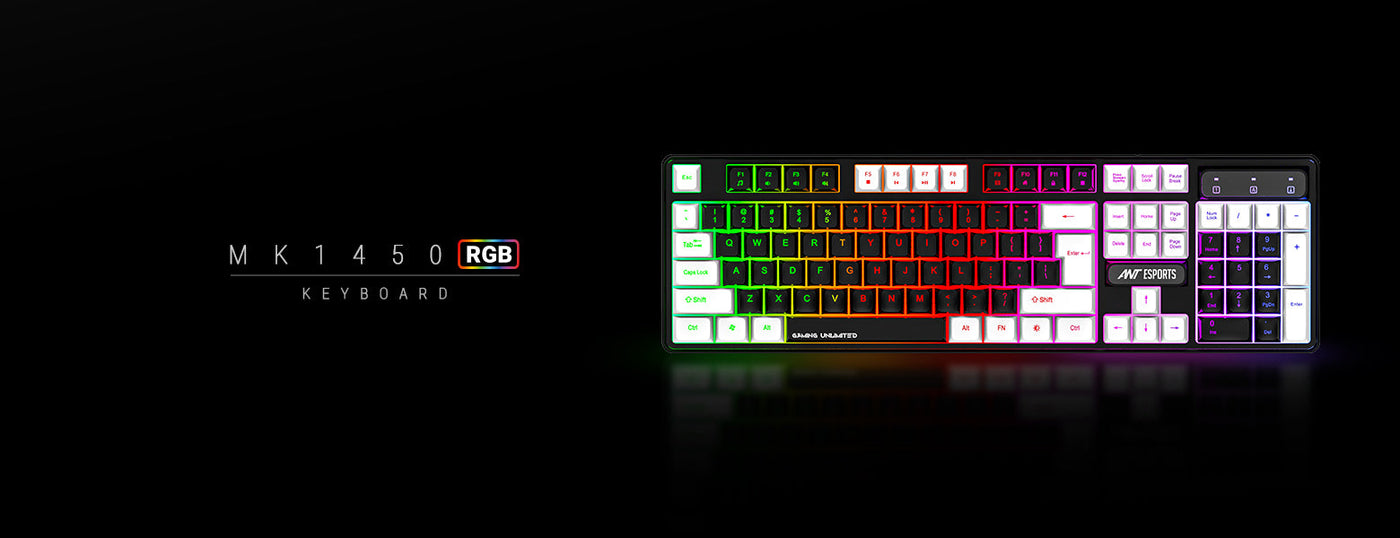 MK1450 RGB Membrane Wired Blacklit Gaming Keyboard - Black