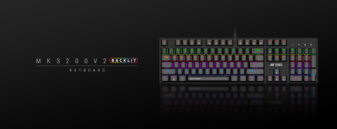 MK3200 V2 Mechanical Gaming Keyboard Multicolor LED Backlit Wired - Black