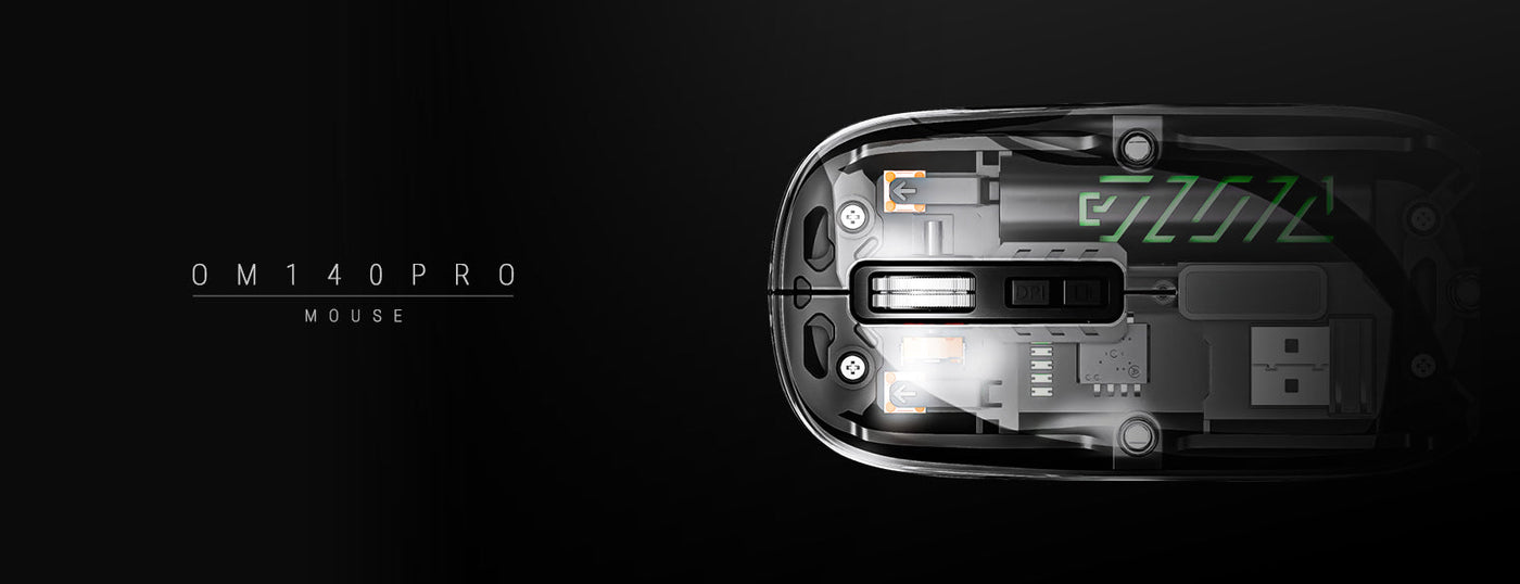 OM140 PRO Wireless Mouse - Black & Transparent