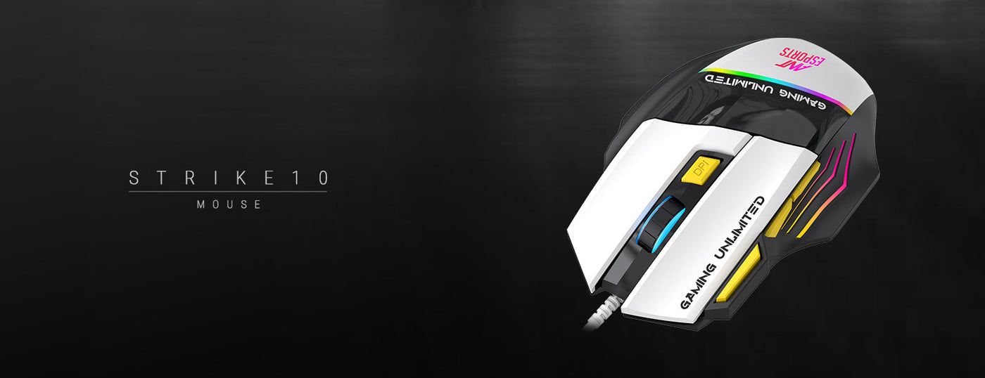 Strike10 Wired Optical Gaming Moue - White