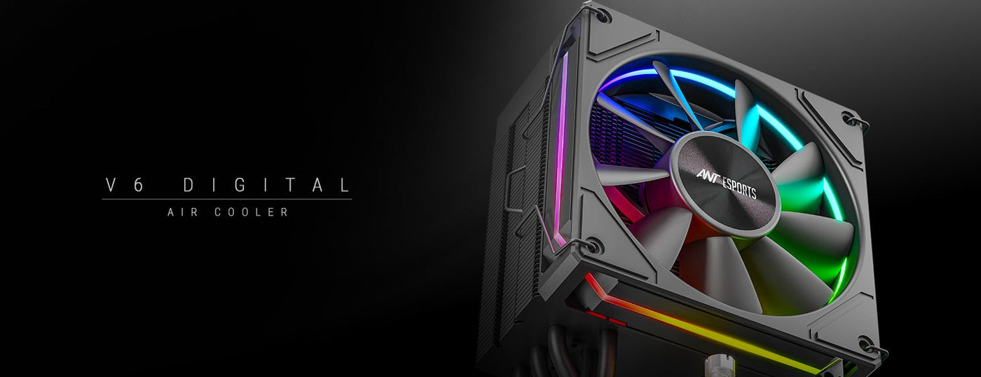V6 Digital CPU Air Cooler with Temperature Display