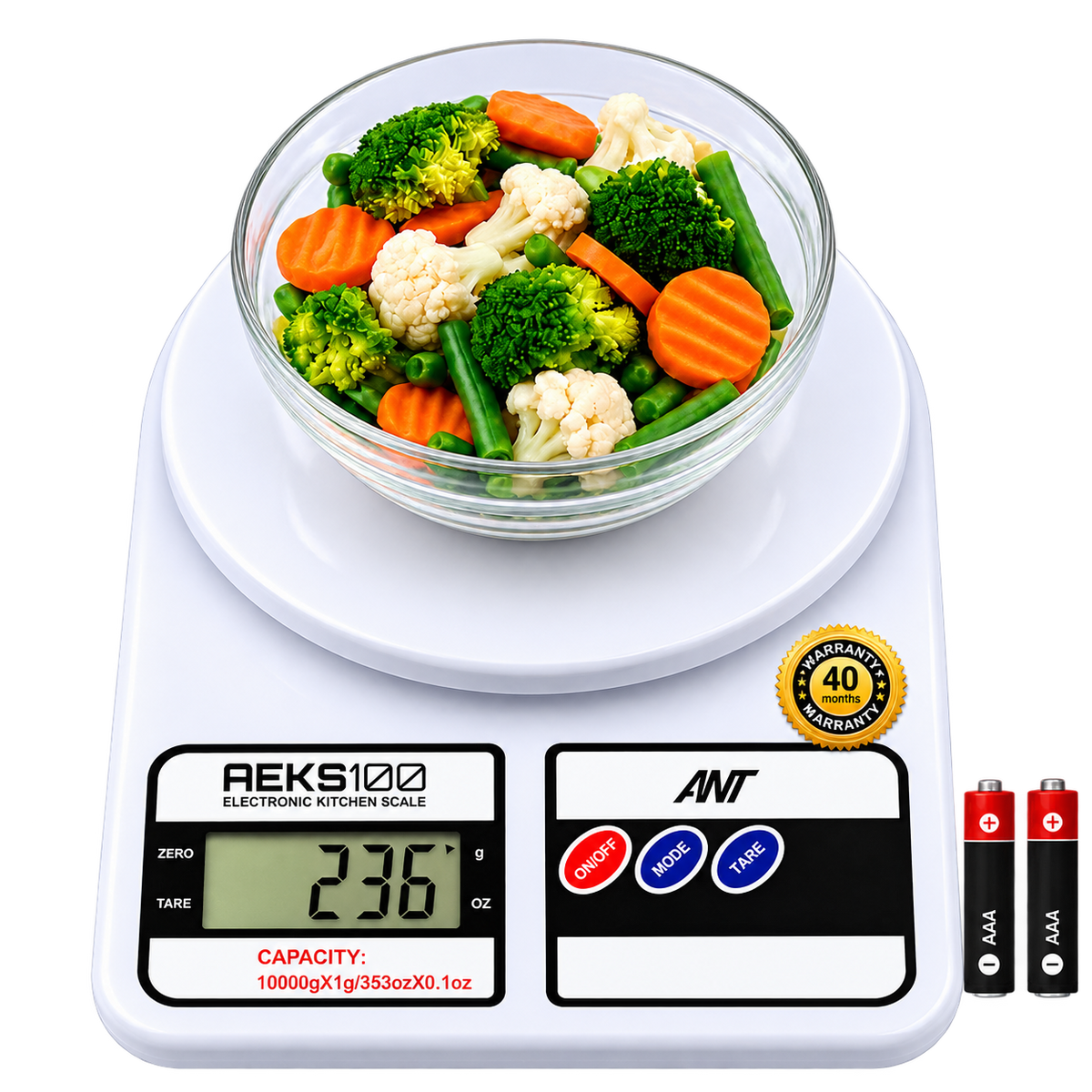 AEKS100 Electronic Kitchen Scale - White