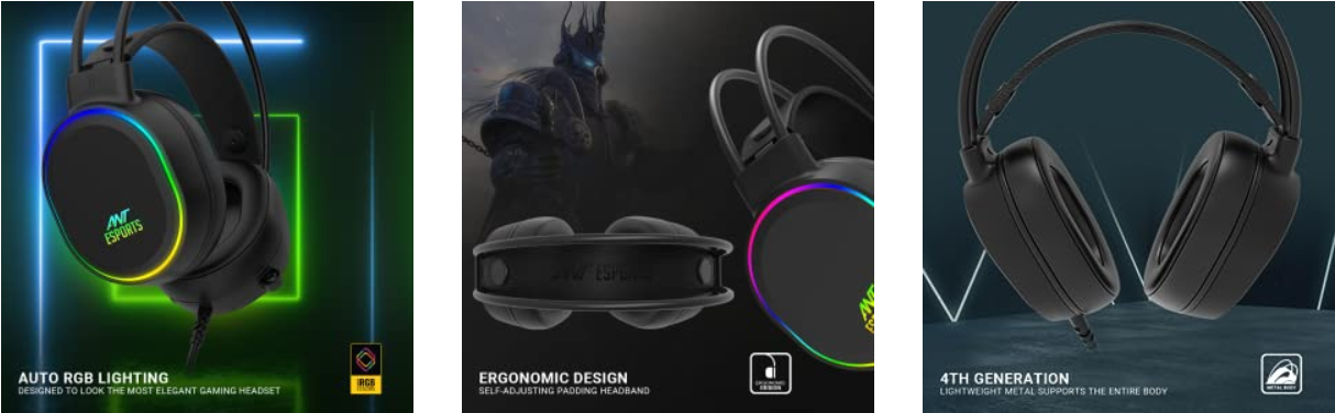 Ant Esports H1000 RGB Wired Gaming Headset ANT E SPORTS