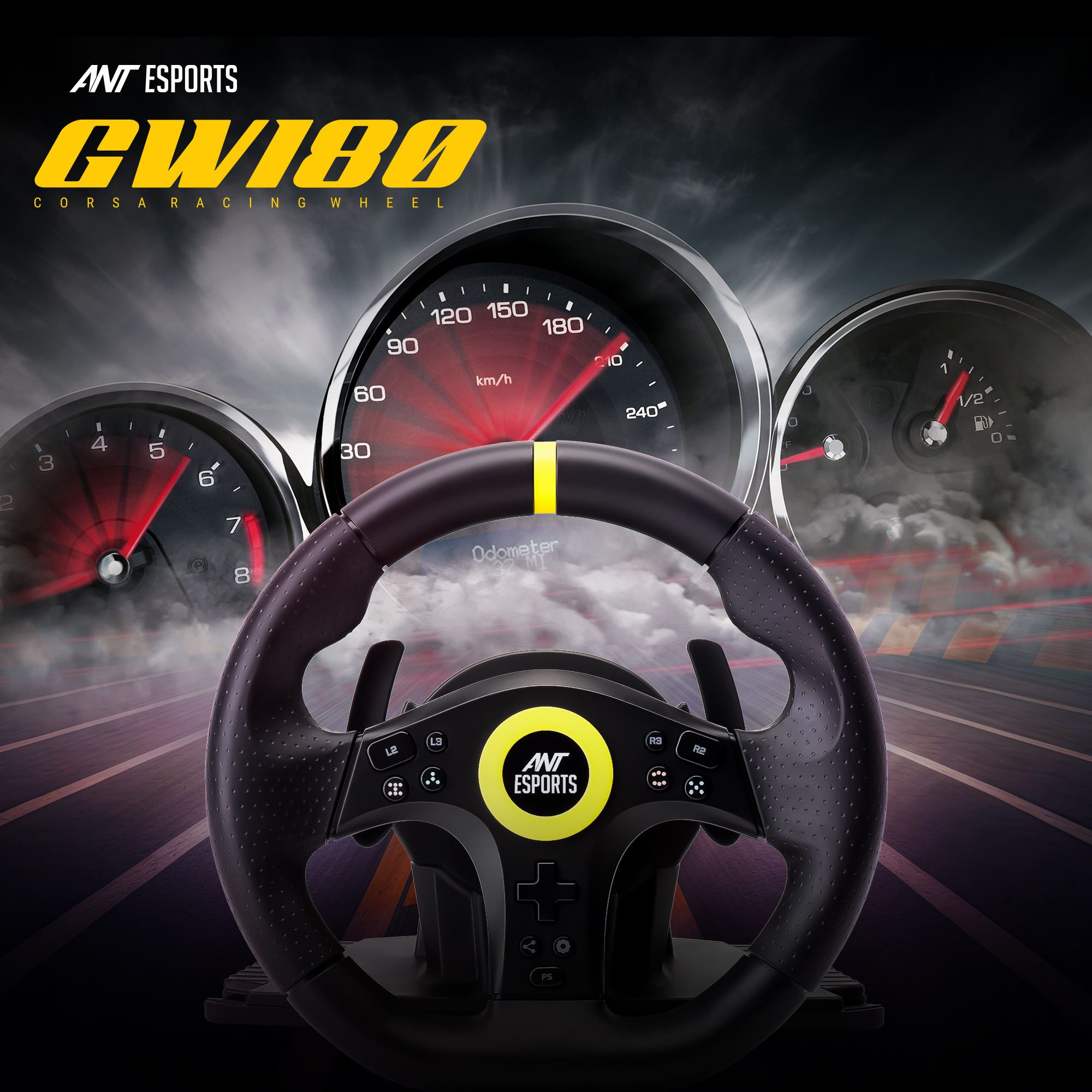 Ant Esports GW180 Corsa Racing Wheel & Pedal Set - ANT E-SPORTS
