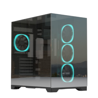 Ant Esports Crystal Mirror Mid Tower Cabinet Black with 4 x 120mm ARGB FANs