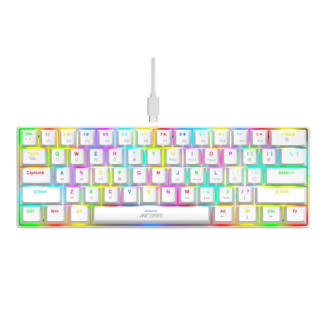 Ant Esports MK1300 V2 Mechnical Wired Gaming keyboard White Hot-Swappable Per-Key RGB Red Outemu Switches