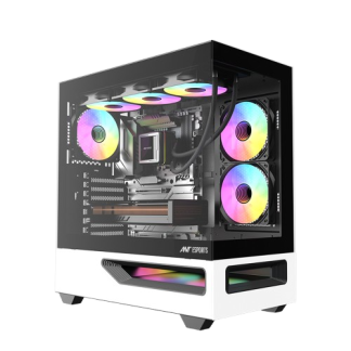 Ant Esports Crystal Spectra Mid Tower (E-ATX/ATX/M-ATX/M-ITX) Gaming Cabinet Black with 5x120mm