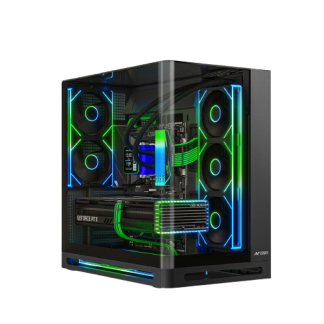 Ant Esports Crystal Arc Pro ATX/M-ATX/ITX Gaming Cabinet Black 5X120mm Fans