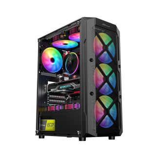 Ant Esports VM50 ARGB Mid-Tower Computer Case/Gaming Cabinet - Black | Support Micro ATX, M-ATX, ITX | Pre-Installed 4 ARGB Case Fans